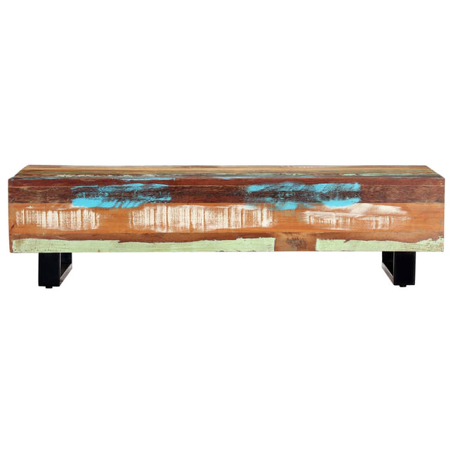 Table Basse 120X50X30 Cm Bois De Récupération Solide Et Acier