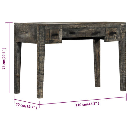 Bureau Noir 110 X 50 X 75 Cm Bois De Manguier Massif