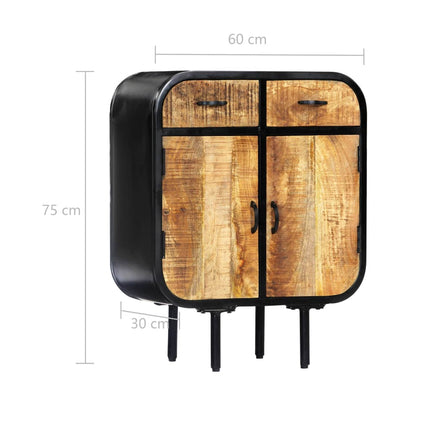 Buffet 60X30X75 Cm Bois De Manguier Massif Et Fer