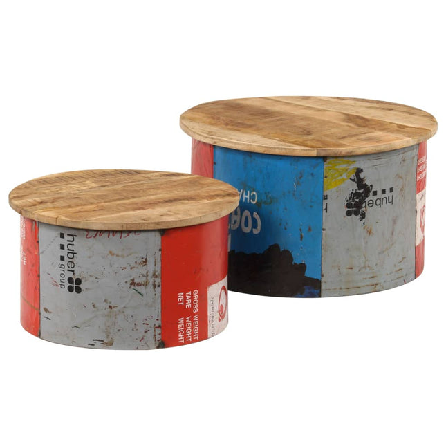 Tables Basses 2 Pcs Bois Solide De Manguier