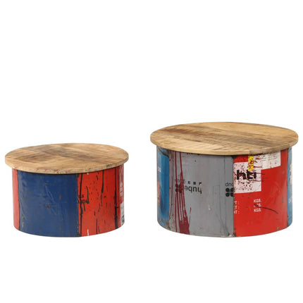 Tables Basses 2 Pcs Bois Solide De Manguier