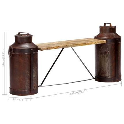 Banc Bouteille De Lait 150X33X64 Cm Bois De Manguier Solide