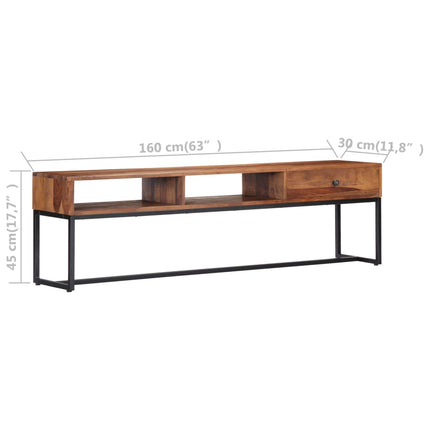 Meuble Tv 160X30X45 Cm Bois De Sesham Massif Marron