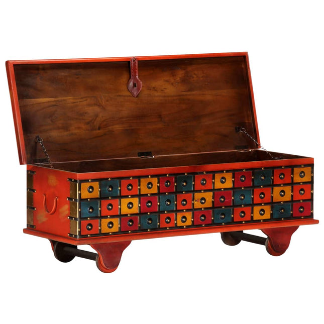 Boîte De Rangement Rouge 110X40X40 Cm Bois D'acacia Massif