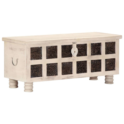 Boîte De Rangement Blanc 110X40X45 Cm Bois D'acacia Massif
