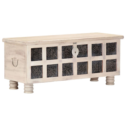 Boîte De Rangement Blanc 110X40X45 Cm Bois D'acacia Massif