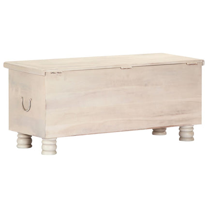 Boîte De Rangement Blanc 110X40X45 Cm Bois D'acacia Massif