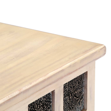 Boîte De Rangement Blanc 110X40X45 Cm Bois D'acacia Massif