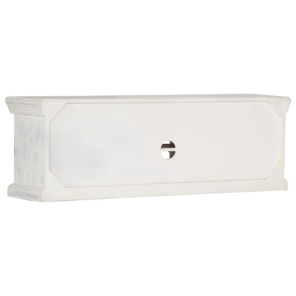 Meuble Tv Blanc 120X30X40 Cm Bois Massif De Manguier
