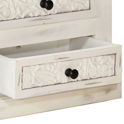 Meuble Tv Blanc 120X30X40 Cm Bois Massif De Manguier