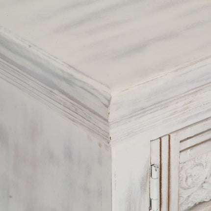 Meuble Tv Blanc 120X30X40 Cm Bois Massif De Manguier