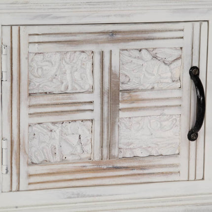Meuble Tv Blanc 120X30X40 Cm Bois Massif De Manguier