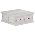 Table Basse Blanc 70X70X30 Cm Bois De Manguier Massif