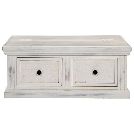 Table Basse Blanc 70X70X30 Cm Bois De Manguier Massif
