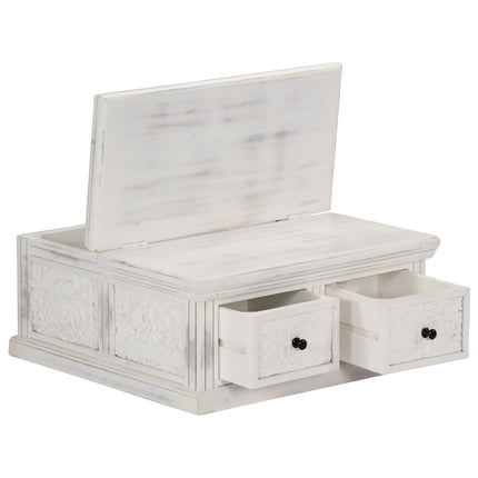 Table Basse Blanc 70X70X30 Cm Bois De Manguier Massif