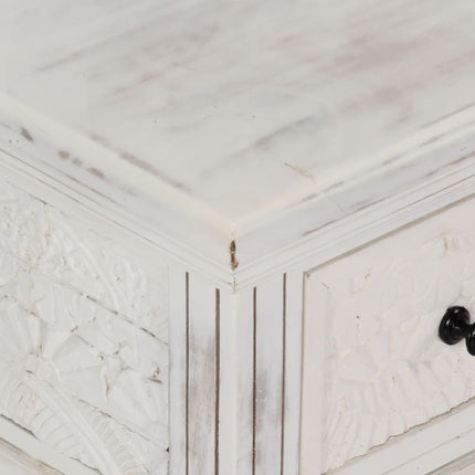 Table Basse Blanc 70X70X30 Cm Bois De Manguier Massif