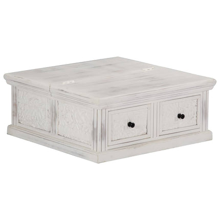 Table Basse Blanc 70X70X30 Cm Bois De Manguier Massif