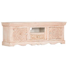 Meuble Tv Blanc 120X30X40 Cm Bois Massif De Manguier