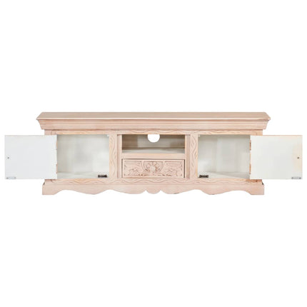 Meuble Tv Blanc 120X30X40 Cm Bois Massif De Manguier