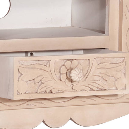 Meuble Tv Blanc 120X30X40 Cm Bois Massif De Manguier