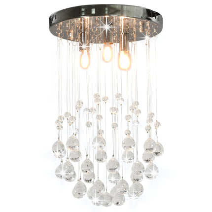 Plafonnier Avec Perles De Cristal Argenté Sphère 3 Ampoules G9
