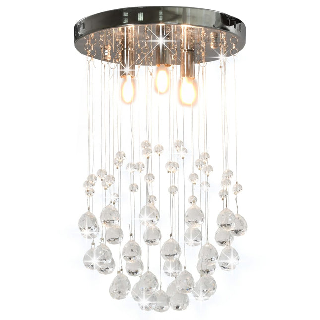 Plafonnier Avec Perles De Cristal Argenté Sphère 3 Ampoules G9