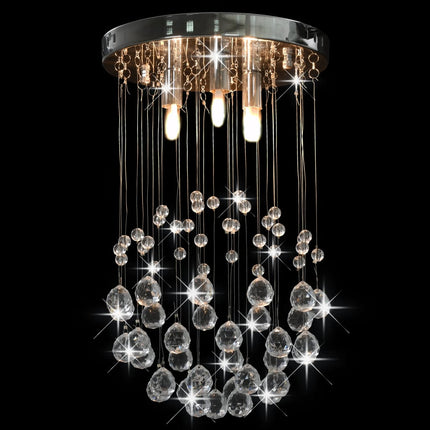 Plafonnier Avec Perles De Cristal Argenté Sphère 3 Ampoules G9
