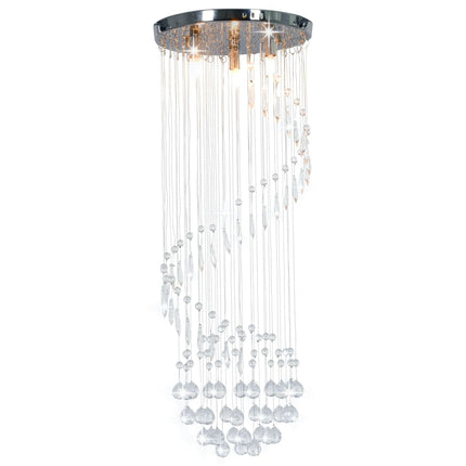 Plafonnier Avec Perles De Cristal Argenté Spirale G9