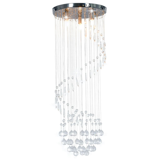 Plafonnier Avec Perles De Cristal Argenté Spirale G9