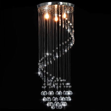 Plafonnier Avec Perles De Cristal Argenté Spirale G9