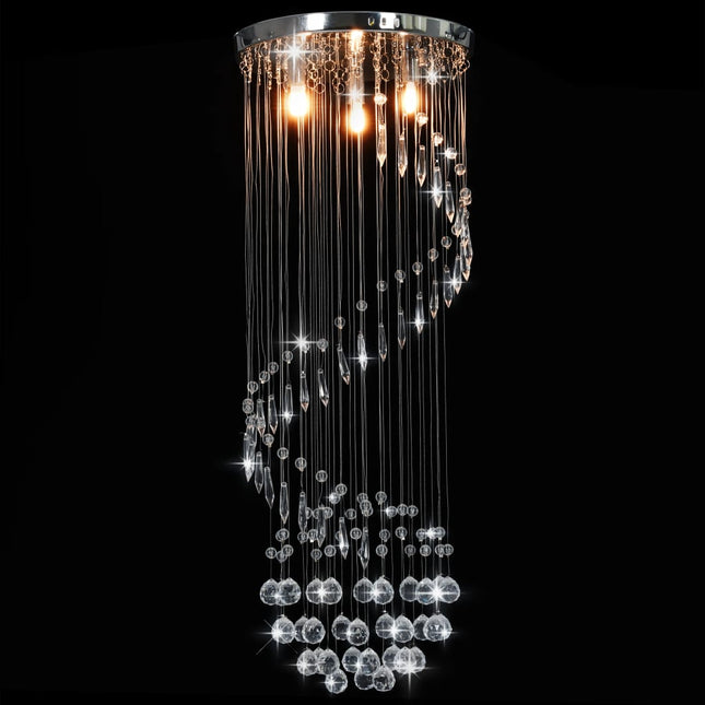 Plafonnier Avec Perles De Cristal Argenté Spirale G9