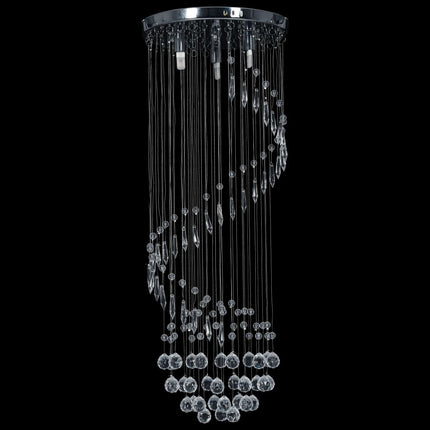 Plafonnier Avec Perles De Cristal Argenté Spirale G9