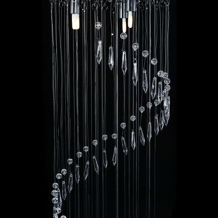 Plafonnier Avec Perles De Cristal Argenté Spirale G9