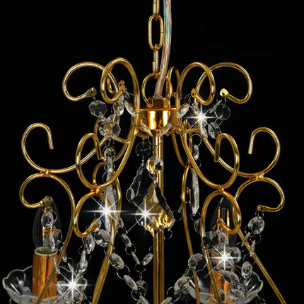 Lustre Avec Perles De Cristal Doré Rond 6 X E14