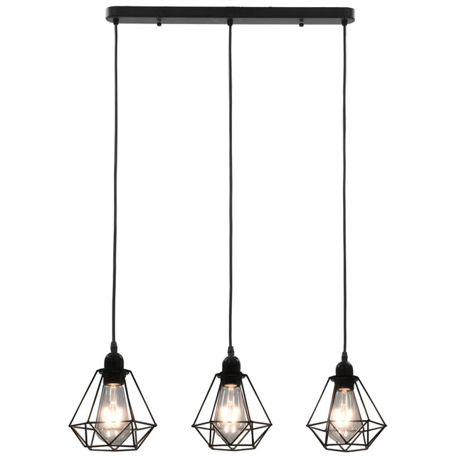 Plafonnier Avec Design De Diamant Noir 3 Ampoules E27