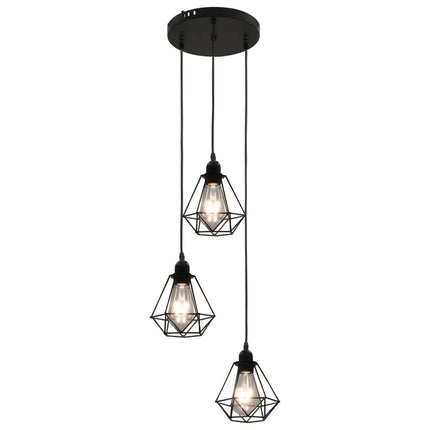Plafonnier Avec Design De Diamant Noir 3 Ampoules E27