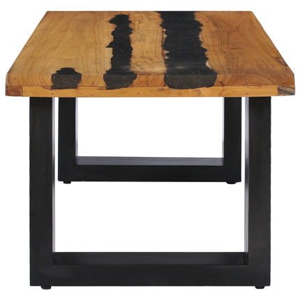 Table Basse 100X50X40 Cm Bois De Teck Massif Et Pierre De Lave