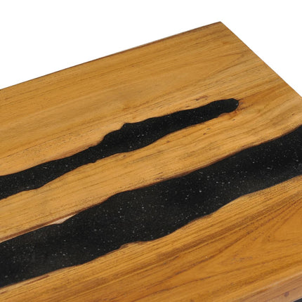 Table Basse 100X50X40 Cm Bois De Teck Massif Et Pierre De Lave