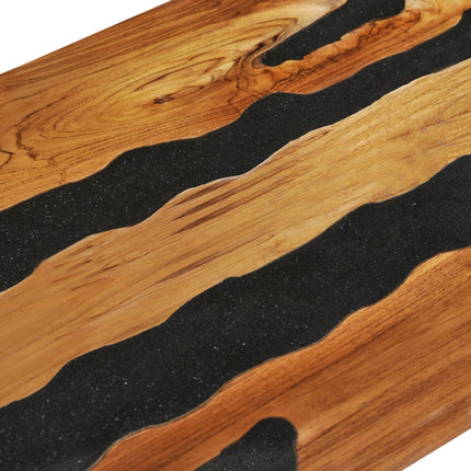 Table Basse 100X50X40 Cm Bois De Teck Massif Et Pierre De Lave