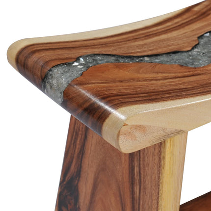 Tabouret Bois De Suar Solide Et Polyrésine