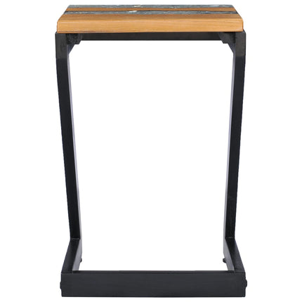 Table Basse 30X30X50 Cm Bois De Teck Massif Et Polyrésine