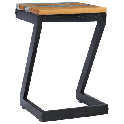Table Basse 30X30X50 Cm Bois De Teck Massif Et Polyrésine