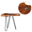 Table Basse 70X45 Cm Bois De Teck Massif Et Polyrésine