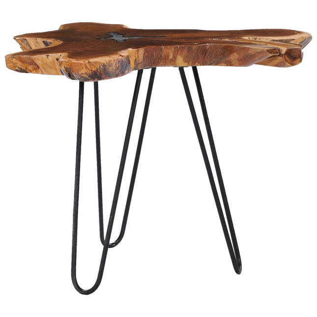 Table Basse 70X45 Cm Bois De Teck Massif Et Polyrésine