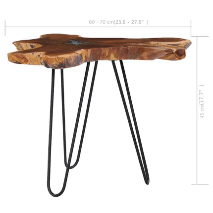 Table Basse 70X45 Cm Bois De Teck Massif Et Polyrésine