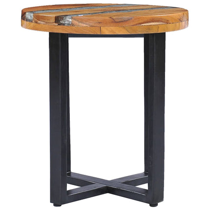 Table Basse 40X45 Cm Bois De Teck Massif Et Polyrésine