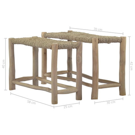 Bancs Lot De 2 Marron Posidonie