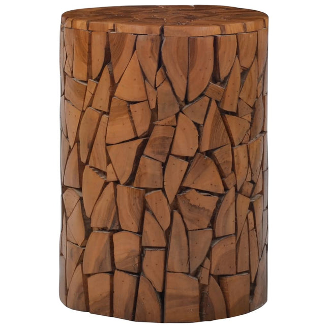 Tabouret Mosaïque Marron Bois De Teck Solide