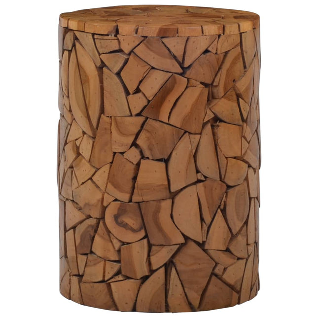 Tabouret Mosaïque Marron Bois De Teck Solide