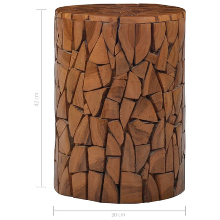 Tabouret Mosaïque Marron Bois De Teck Solide